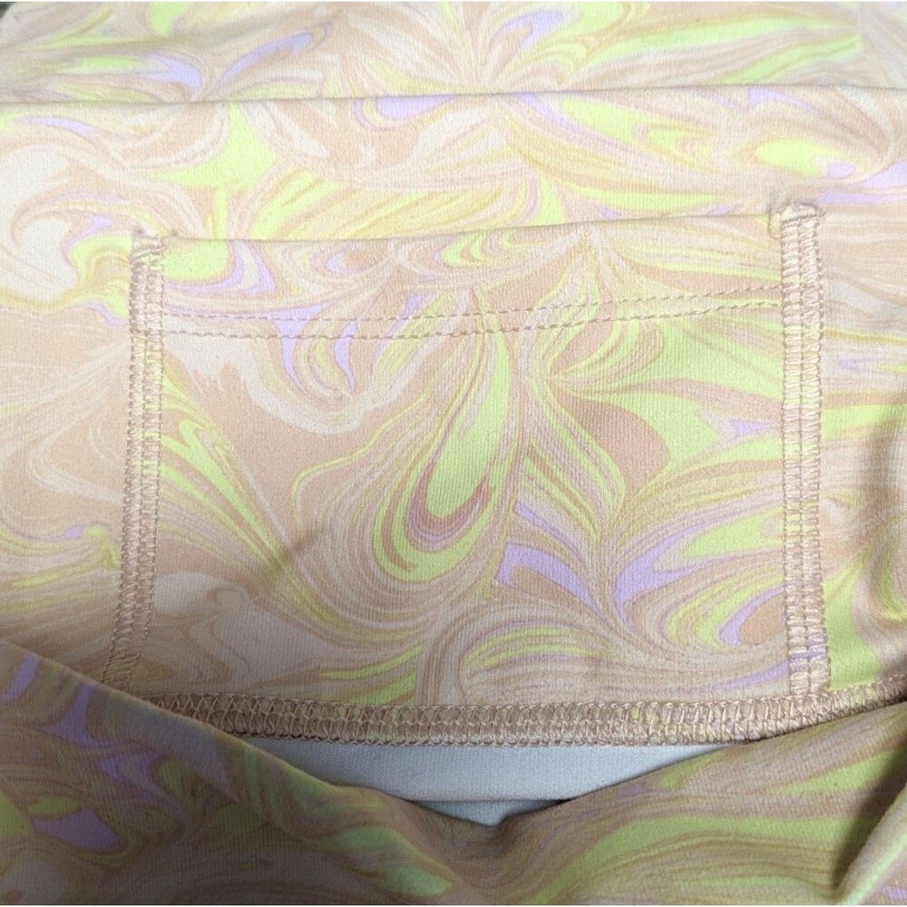 Fabletics Define PowerHold Capri Leggings High Waisted Yellow Pink Marble Large - Picture 8 of 9